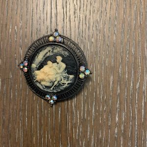 Aurora Borealis Cameo Pin marked on reverse.   Joan Rivers.  Approx 2 1/4”